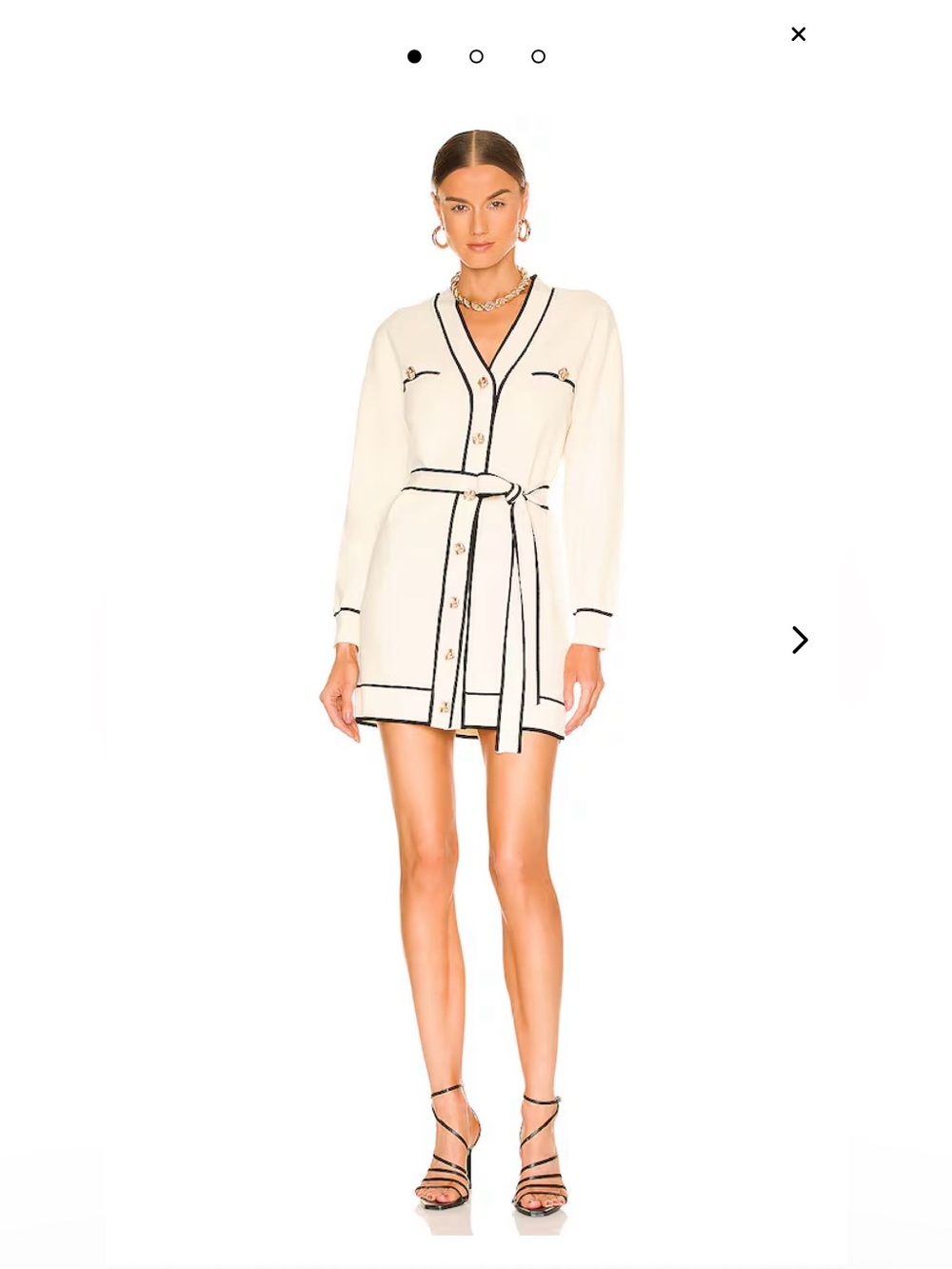 Lovers + Friends Cream Knit Belted Cardigan Dress with Black Trim